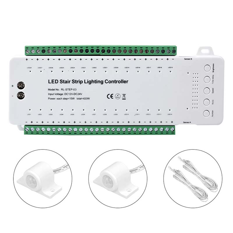 PIR Motion Sensor 28-Way LED Stair Lighting Controller